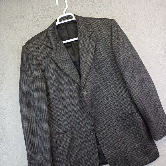 Stafford Sport Coat Mens 46 Wool Cashmere‎ Herringbone Tweed Blazer Suit Jacket